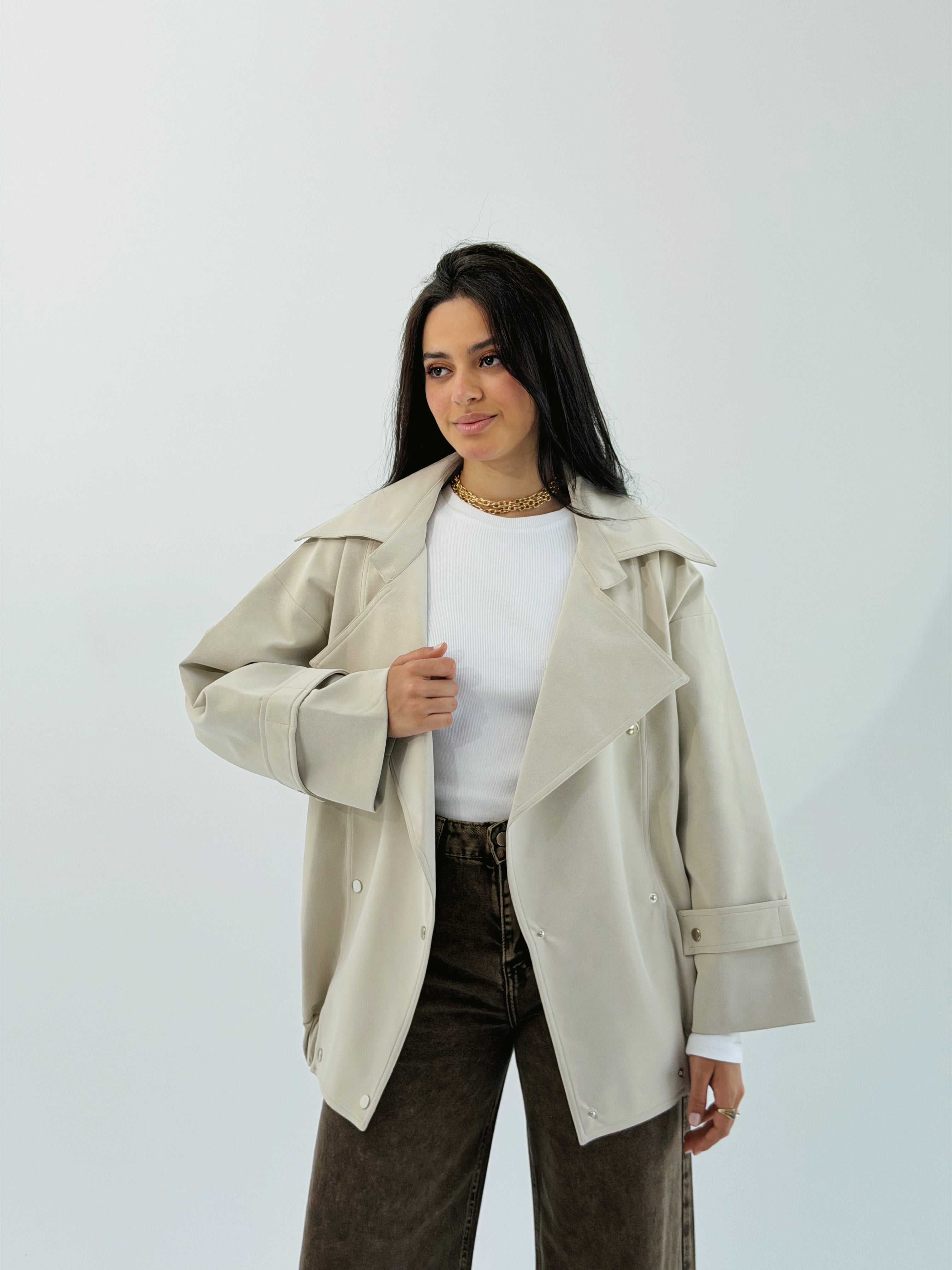 Aroma Leather Jacket Beige - AB ESSENTIALS