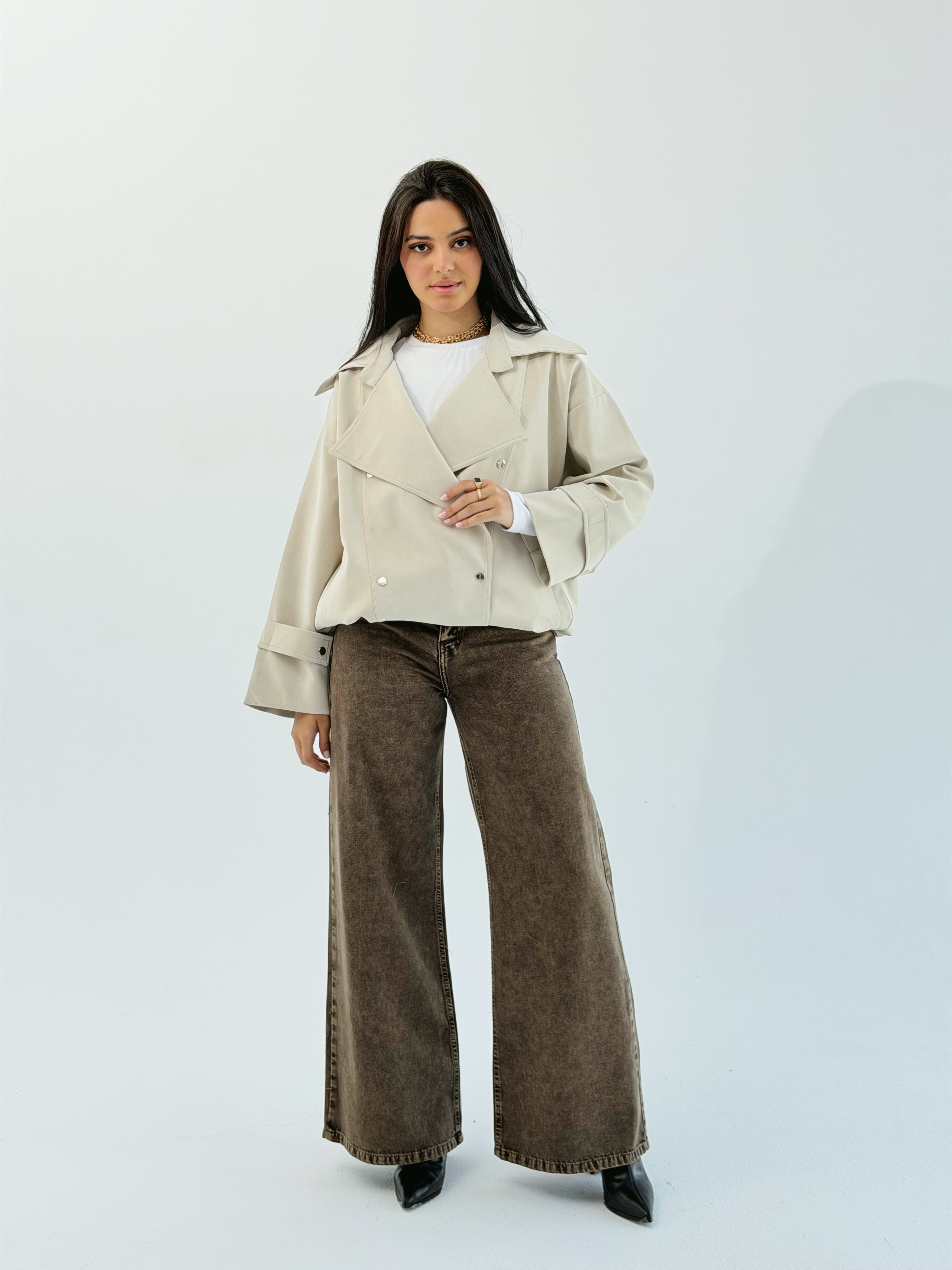 Aroma Leather Jacket Beige - AB ESSENTIALS