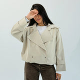 Aroma Leather Jacket Beige - AB ESSENTIALS
