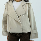 Aroma Leather Jacket Beige - AB ESSENTIALS