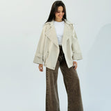 Aroma Leather Jacket Beige - AB ESSENTIALS