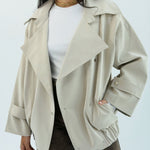 Aroma Leather Jacket Beige - AB ESSENTIALS