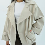 Aroma Leather Jacket Beige - AB ESSENTIALS