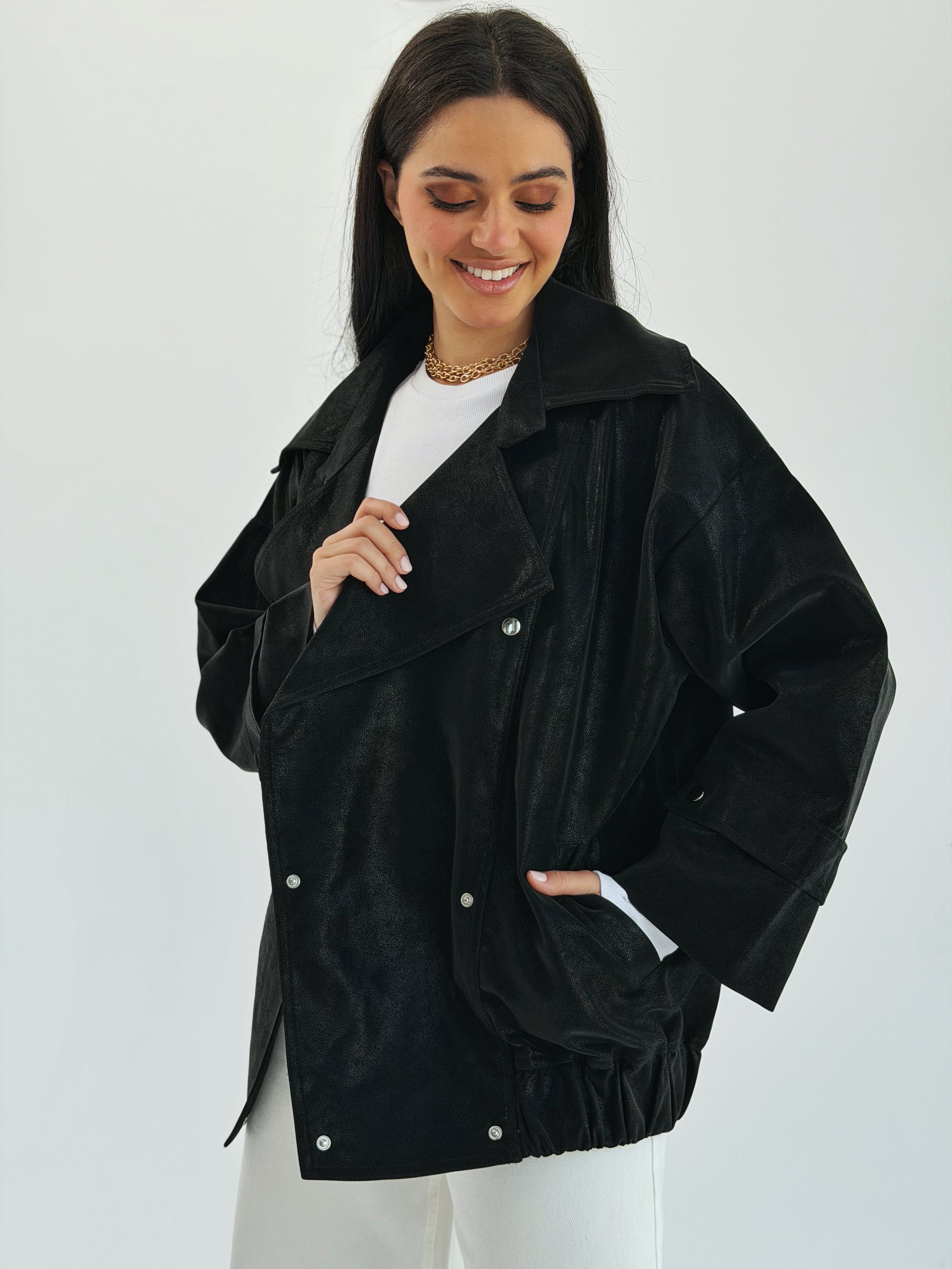 Aroma Leather Jacket Black - AB ESSENTIALS