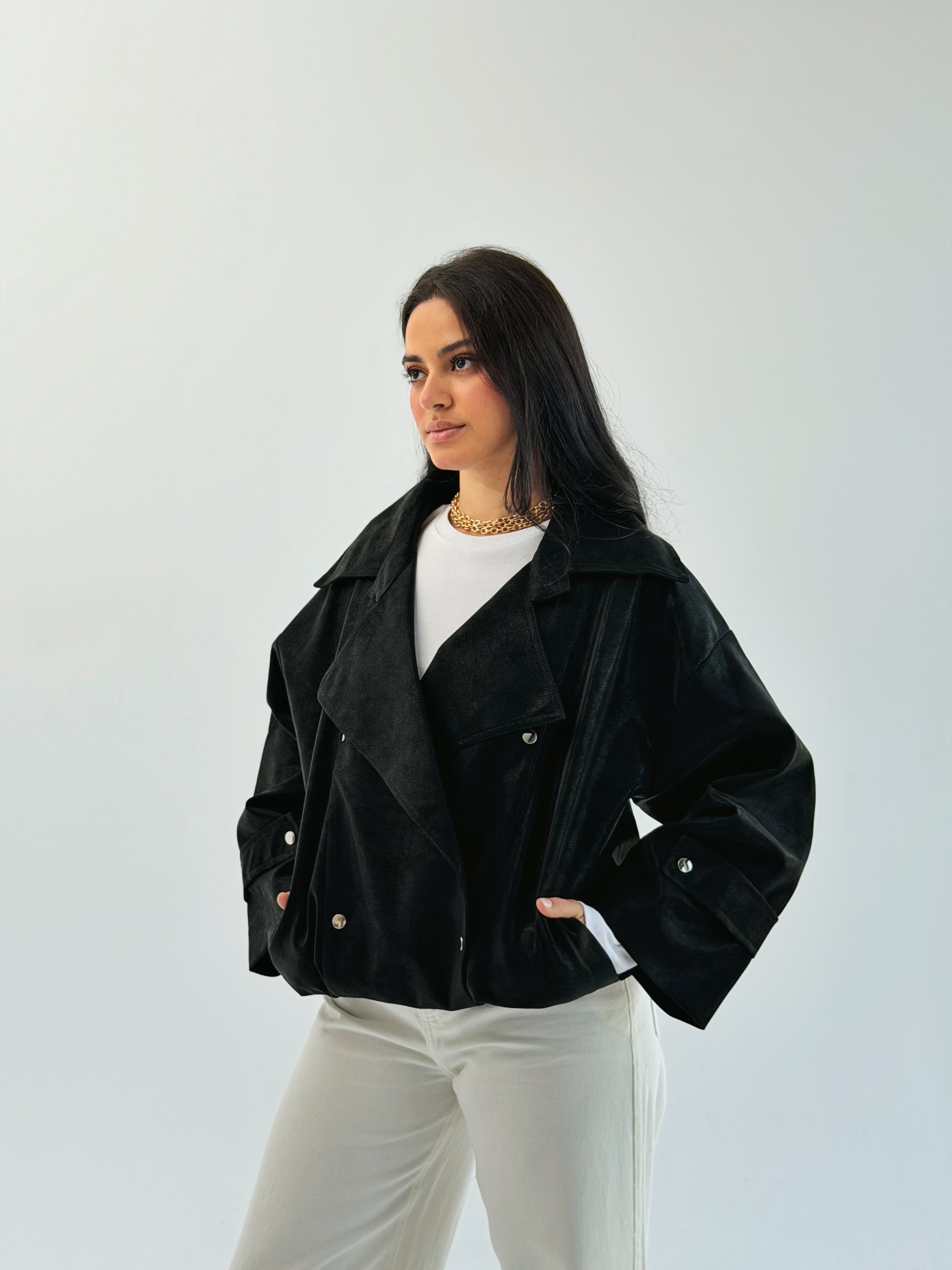 Aroma Leather Jacket Black - AB ESSENTIALS