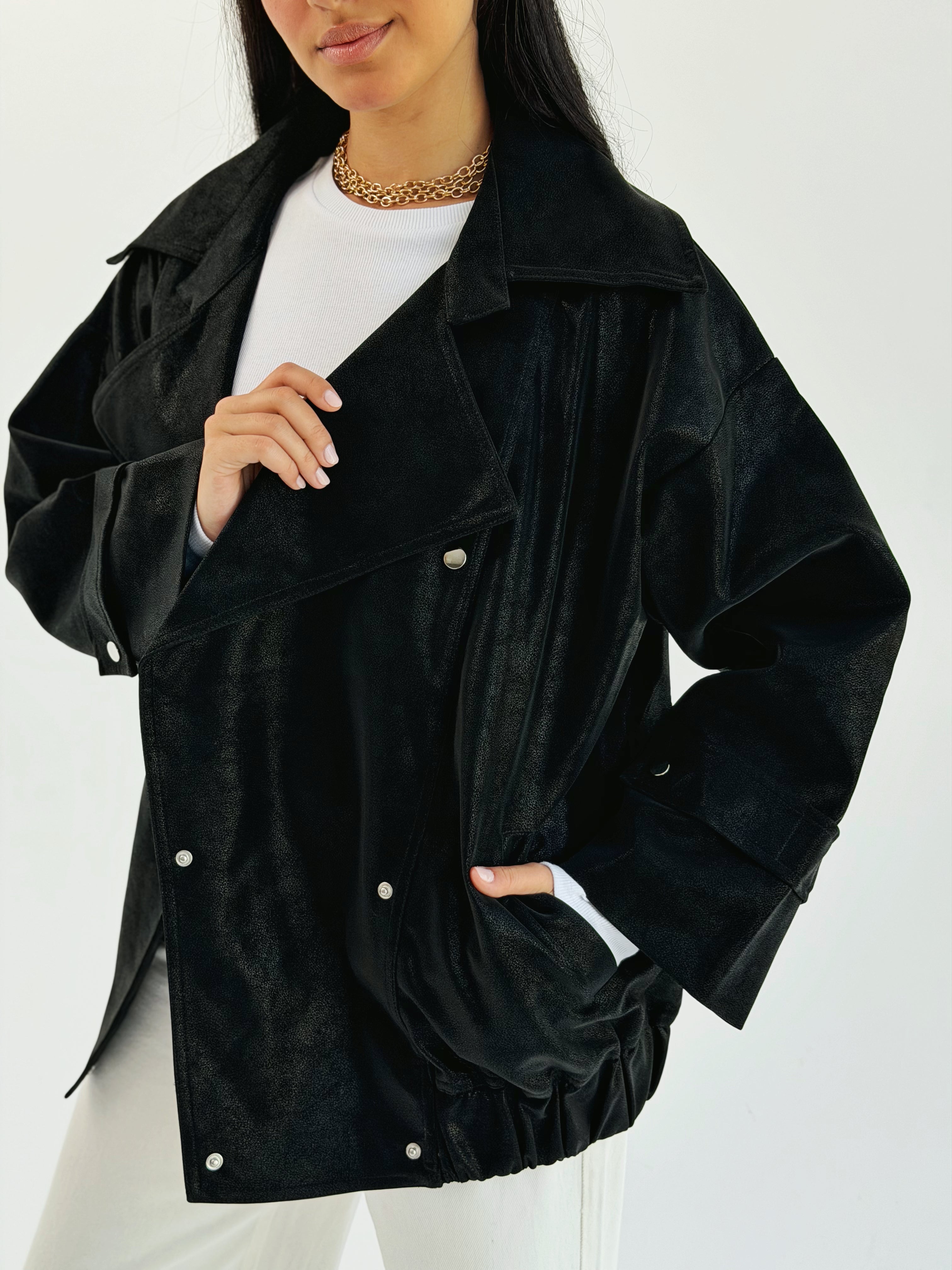 Aroma Leather Jacket Black - AB ESSENTIALS