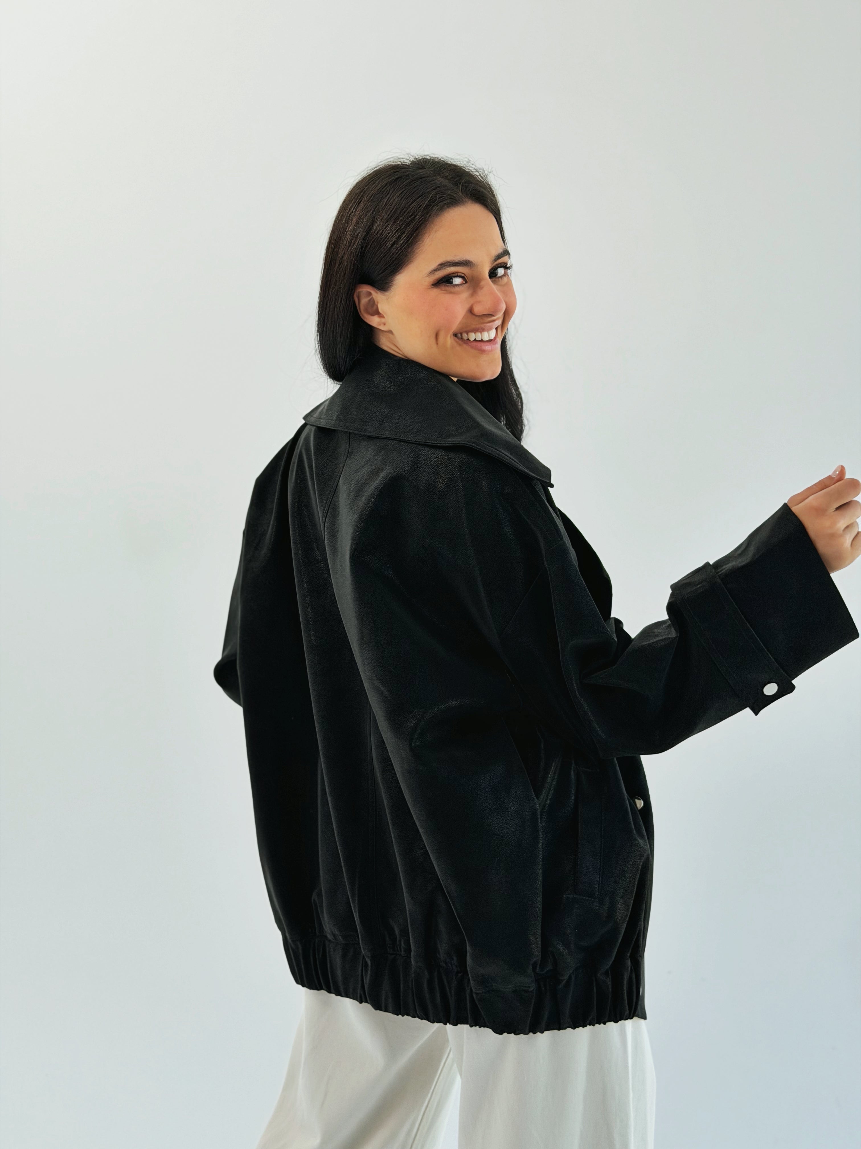 Aroma Leather Jacket Black - AB ESSENTIALS