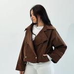 Aroma Leather Jacket Brown - AB ESSENTIALS