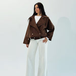 Aroma Leather Jacket Brown - AB ESSENTIALS