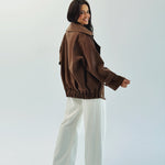 Aroma Leather Jacket Brown - AB ESSENTIALS