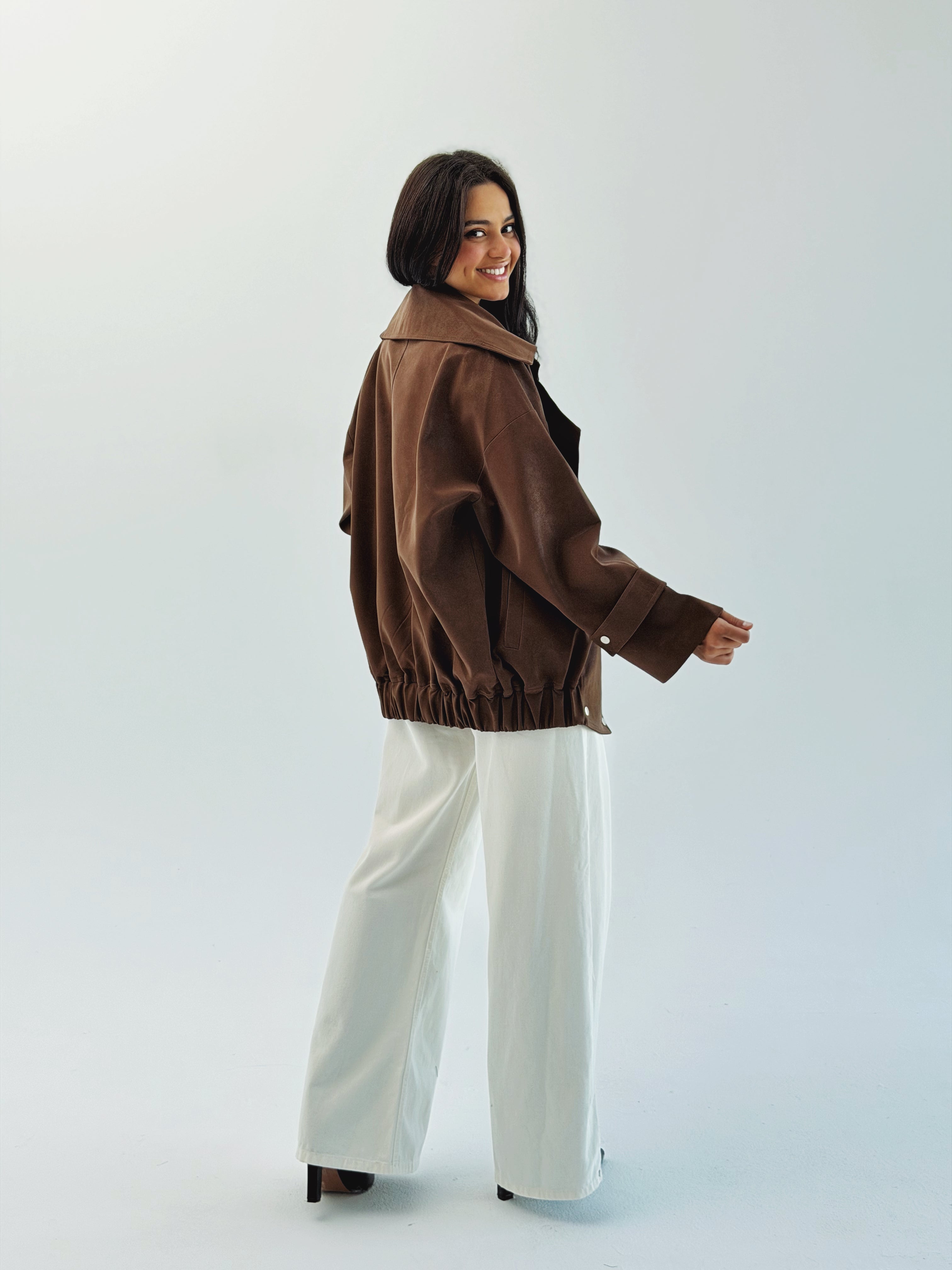 Aroma Leather Jacket Brown - AB ESSENTIALS