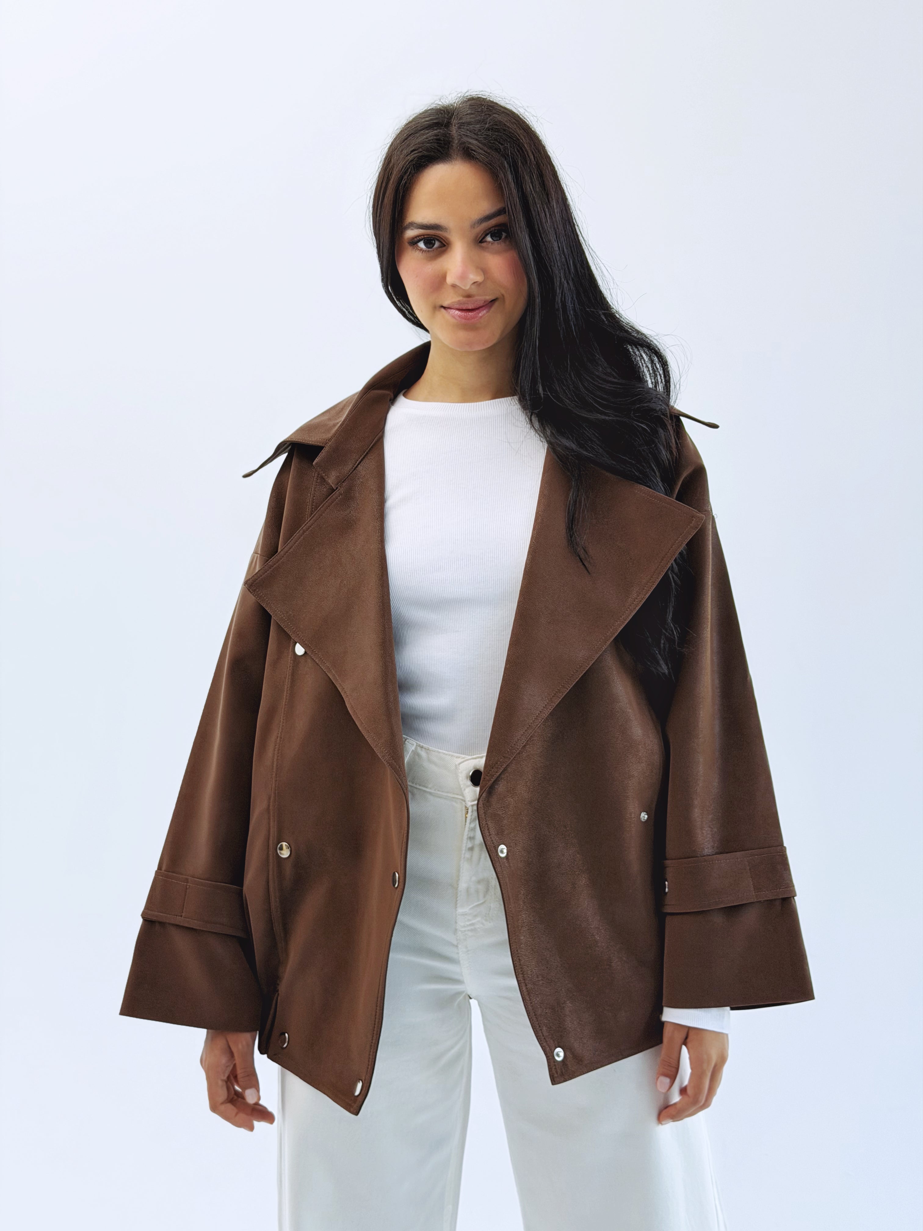 Aroma Leather Jacket Brown - AB ESSENTIALS