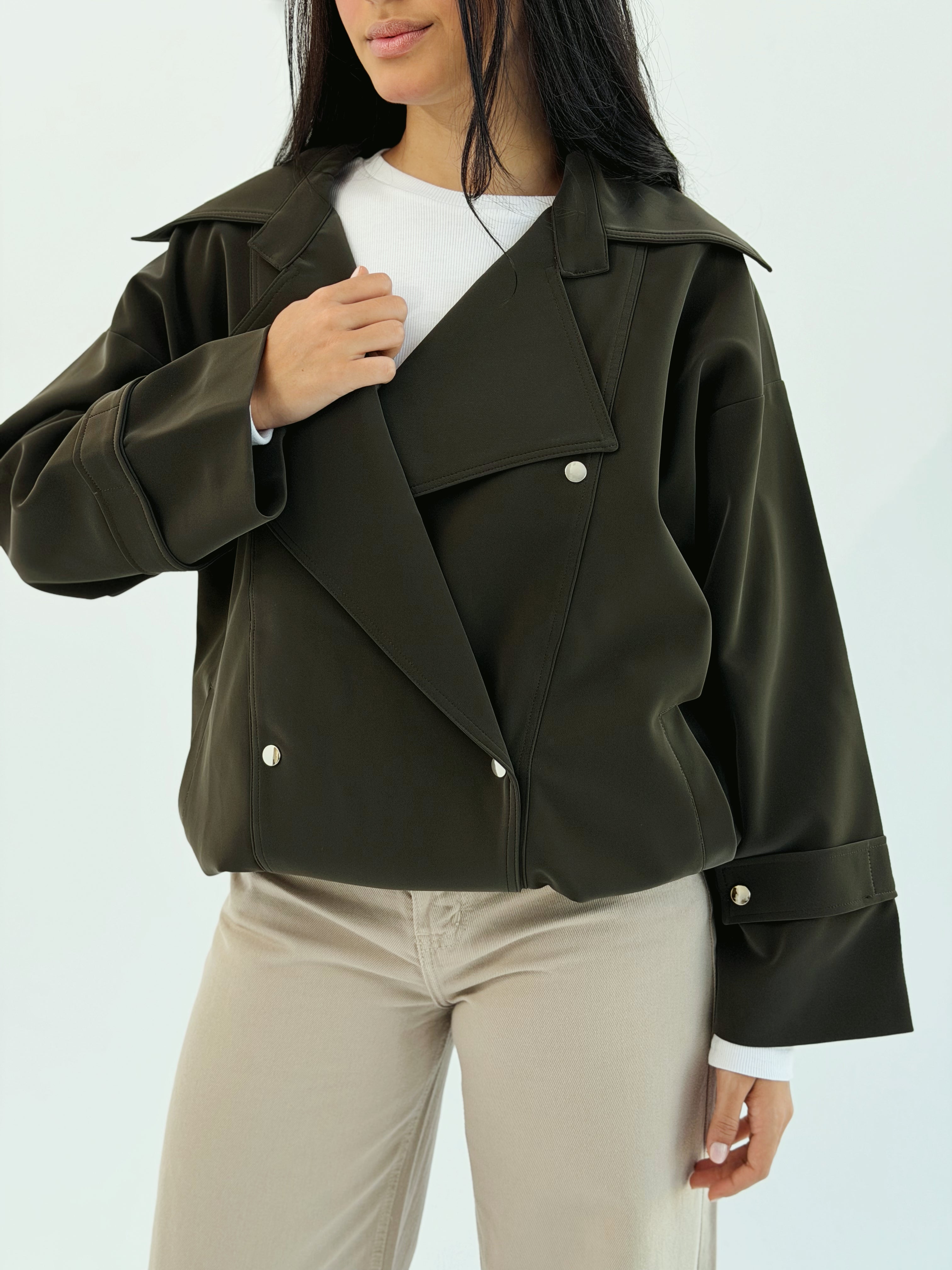 Aroma Leather Jacket Dark Olive - AB ESSENTIALS