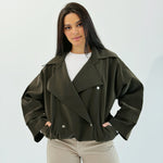 Aroma Leather Jacket Dark Olive - AB ESSENTIALS