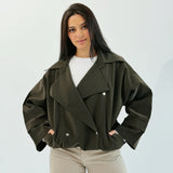 Aroma Leather Jacket Dark Olive - AB ESSENTIALS