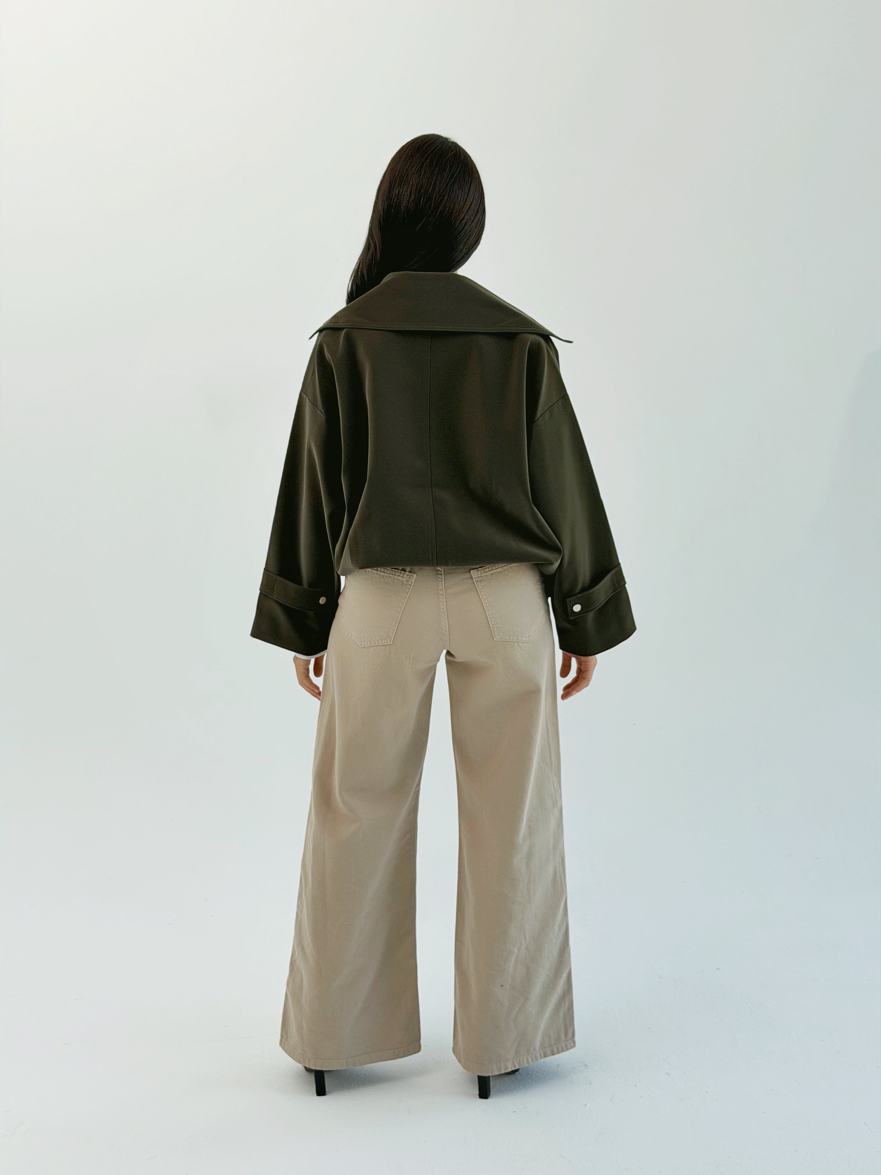 Aroma Leather Jacket Dark Olive - AB ESSENTIALS