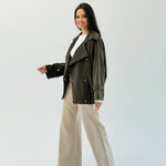 Aroma Leather Jacket Dark Olive - AB ESSENTIALS