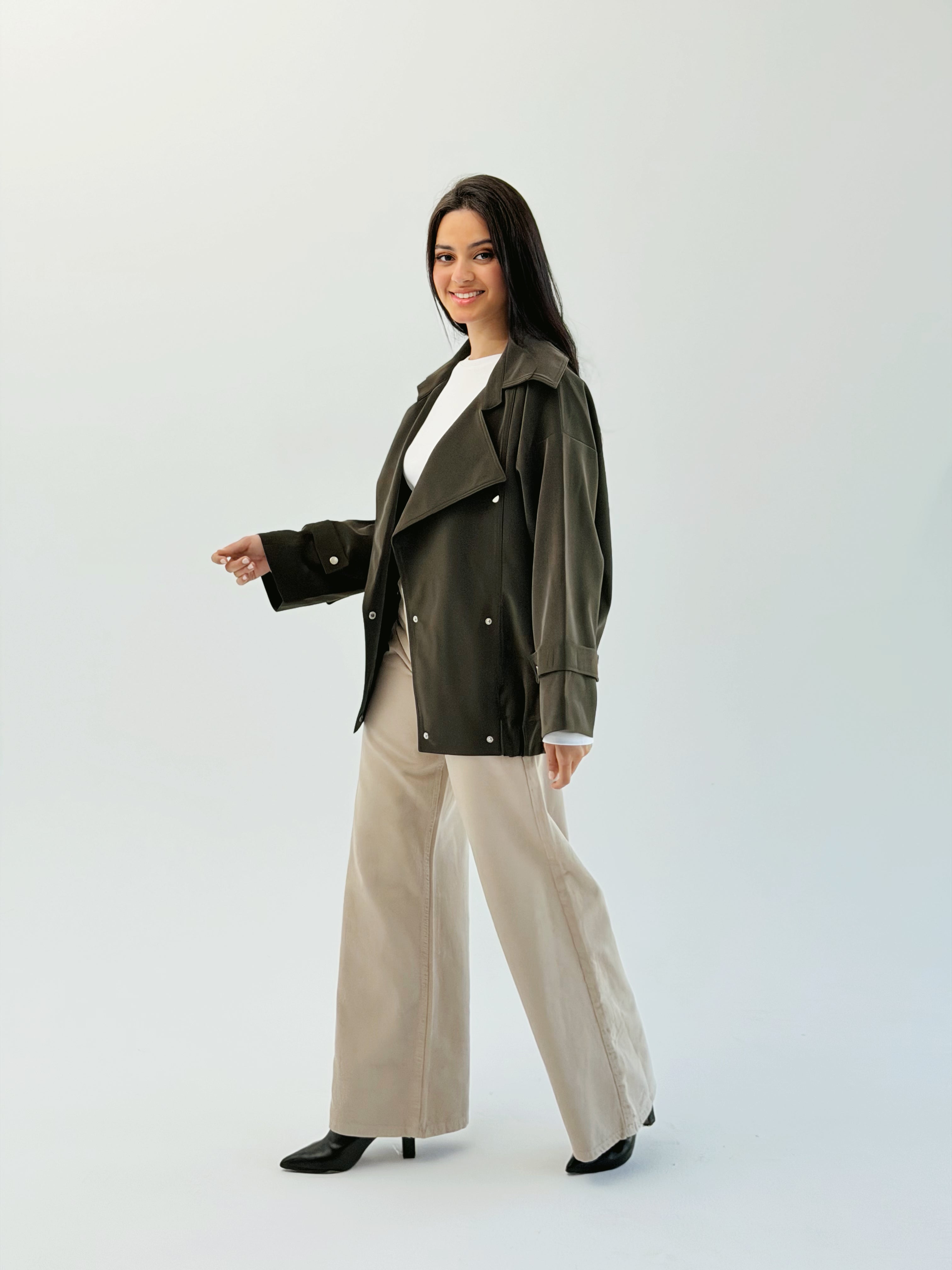 Aroma Leather Jacket Dark Olive - AB ESSENTIALS