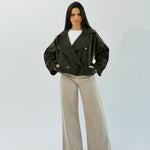 Aroma Leather Jacket Dark Olive - AB ESSENTIALS