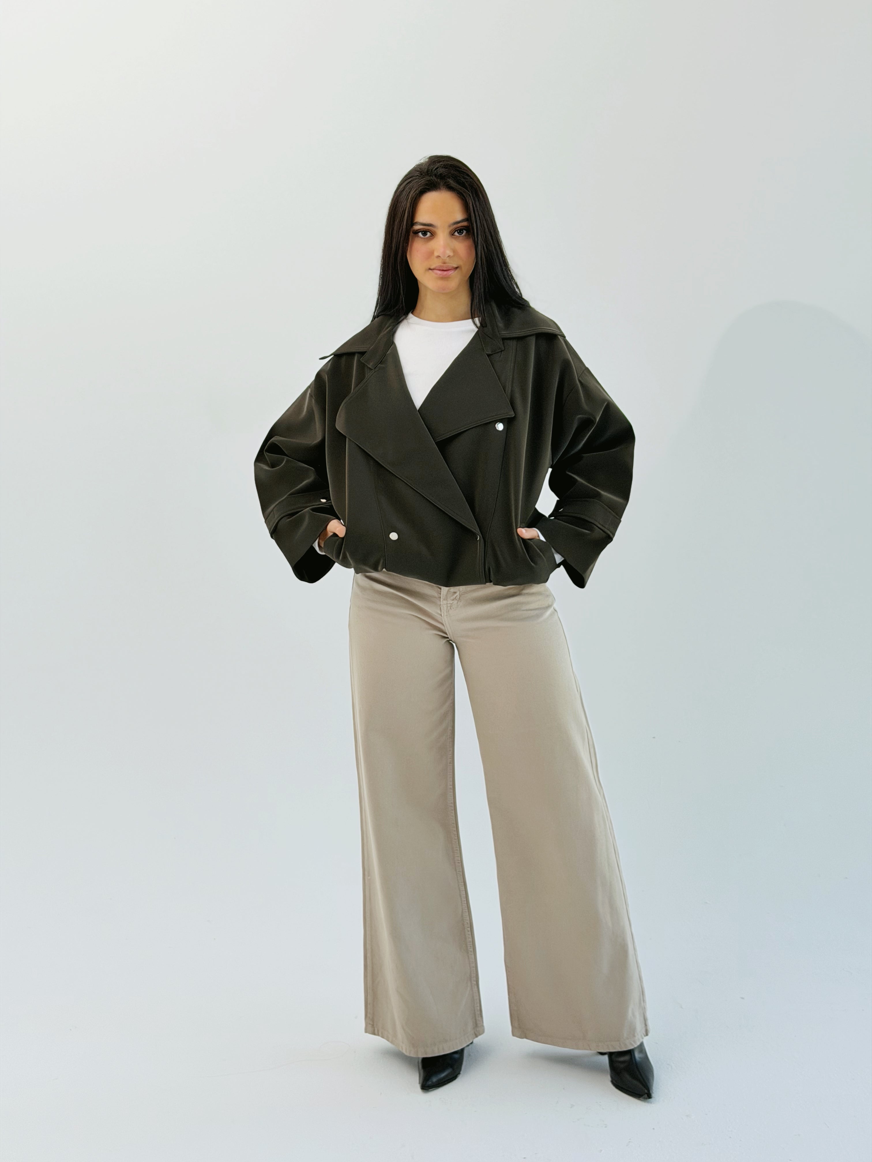 Aroma Leather Jacket Dark Olive - AB ESSENTIALS