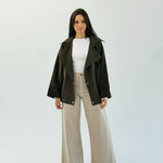 Aroma Leather Jacket Dark Olive - AB ESSENTIALS