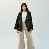 Aroma Leather Jacket Dark Olive - AB ESSENTIALS