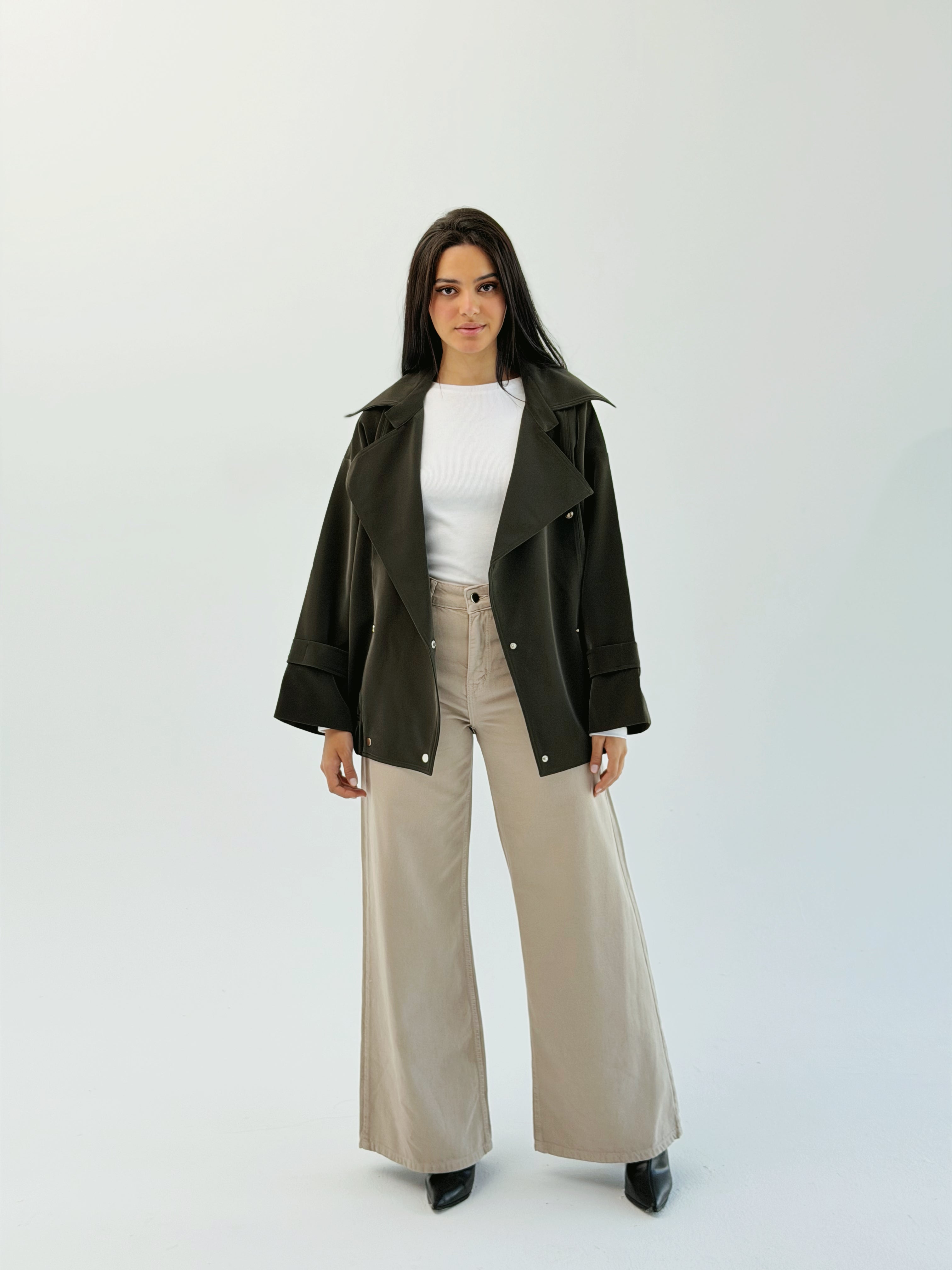 Aroma Leather Jacket Dark Olive - AB ESSENTIALS