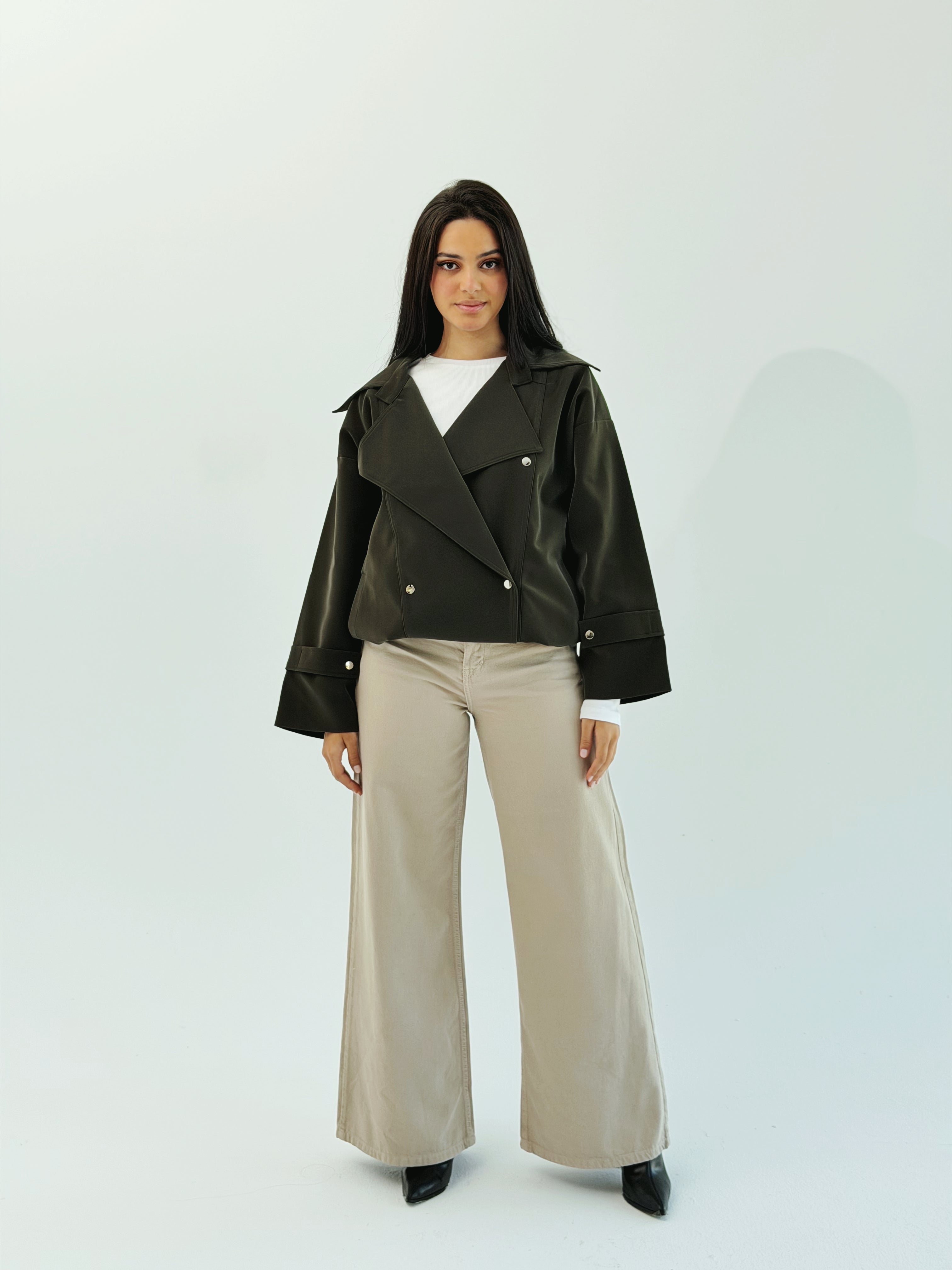 Aroma Leather Jacket Dark Olive - AB ESSENTIALS