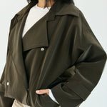 Aroma Leather Jacket Dark Olive - AB ESSENTIALS