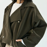 Aroma Leather Jacket Dark Olive - AB ESSENTIALS