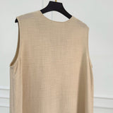 Basic Linen Dress No Sleeve Dark Beige - AB ESSENTIALS