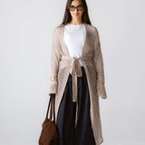 Beach Shimmer Long Cardigan Beige - AB ESSENTIALS