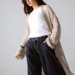 Beach Shimmer Long Cardigan Beige - AB ESSENTIALS