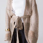 Beach Shimmer Long Cardigan Beige - AB ESSENTIALS