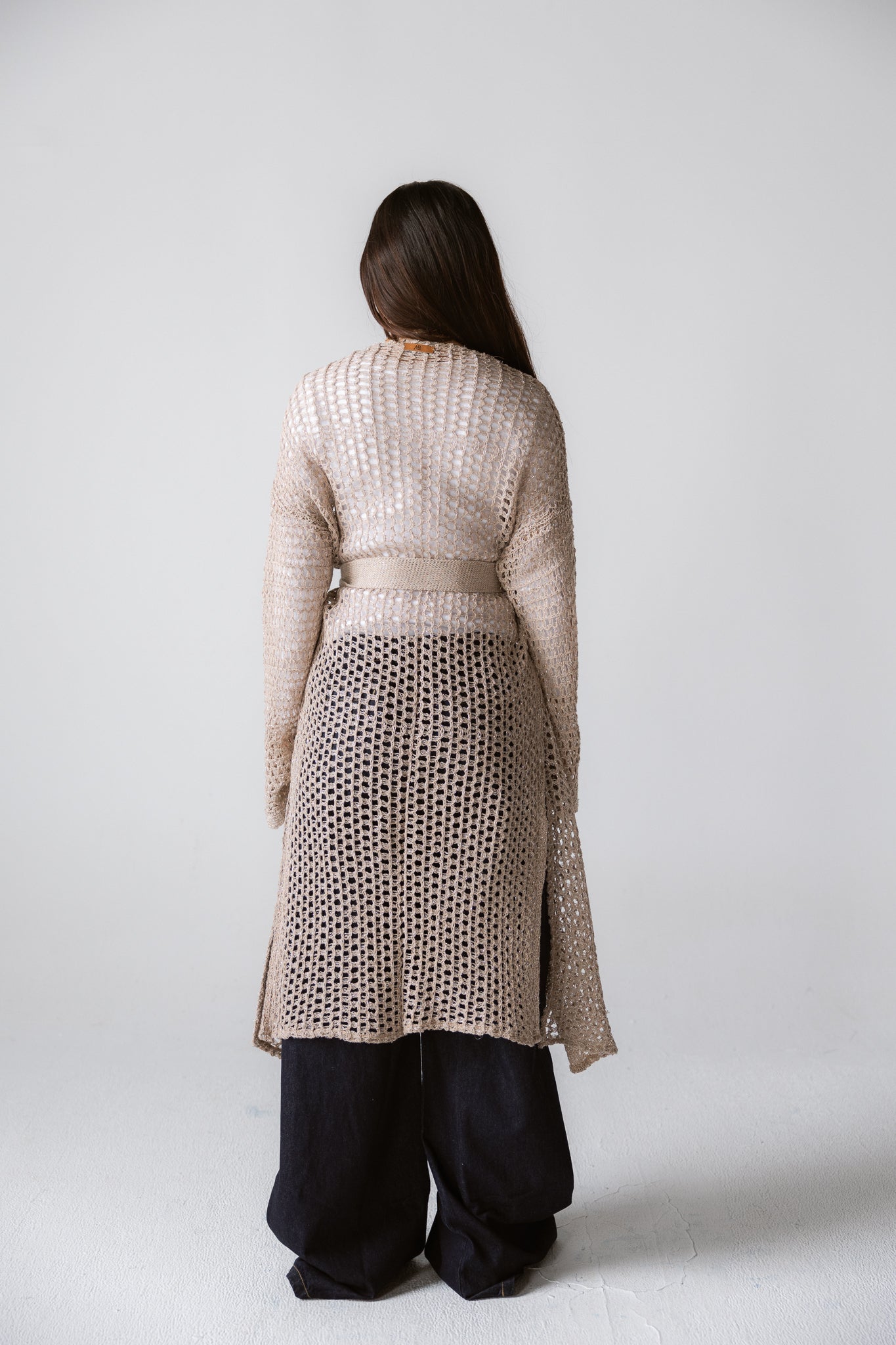 Beach Shimmer Long Cardigan Beige - AB ESSENTIALS