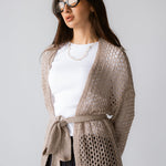Beach Shimmer Long Cardigan Beige - AB ESSENTIALS