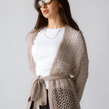 Beach Shimmer Long Cardigan Beige - AB ESSENTIALS