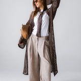 Beach Shimmer Long Cardigan Brown - AB ESSENTIALS