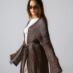 Beach Shimmer Long Cardigan Brown - AB ESSENTIALS