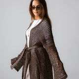 Beach Shimmer Long Cardigan Brown - AB ESSENTIALS