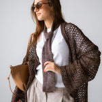 Beach Shimmer Long Cardigan Brown - AB ESSENTIALS