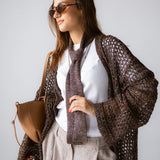Beach Shimmer Long Cardigan Brown - AB ESSENTIALS