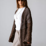 Beach Shimmer Long Cardigan Brown - AB ESSENTIALS