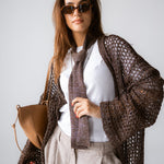 Beach Shimmer Long Cardigan Brown - AB ESSENTIALS