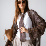 Beach Shimmer Long Cardigan Brown - AB ESSENTIALS