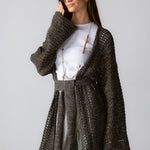 Beach Shimmer Long Cardigan Olive - AB ESSENTIALS