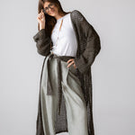 Beach Shimmer Long Cardigan Olive - AB ESSENTIALS