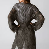 Beach Shimmer Long Cardigan Olive - AB ESSENTIALS