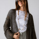Beach Shimmer Long Cardigan Olive - AB ESSENTIALS