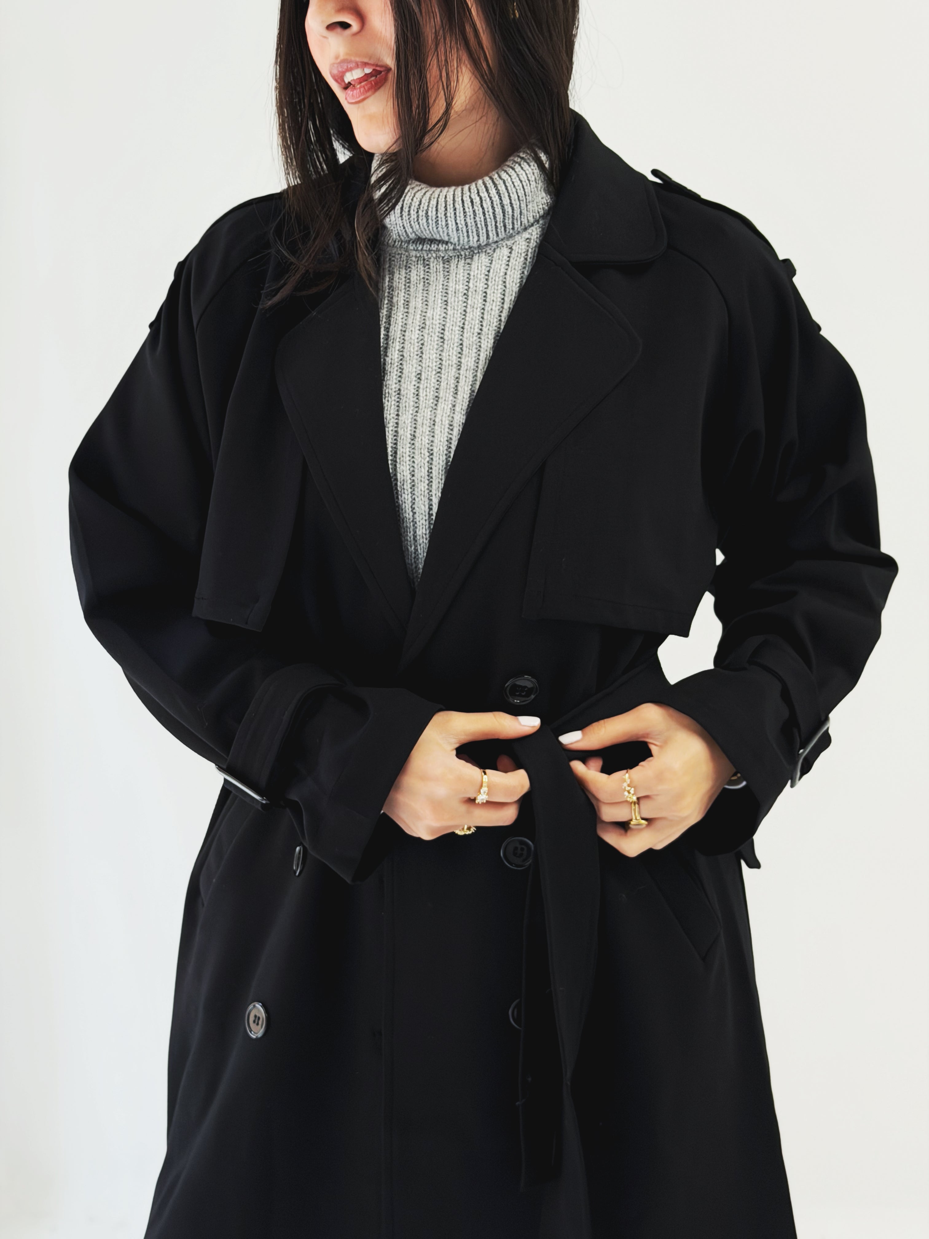Blacky Trench Coat - AB ESSENTIALS